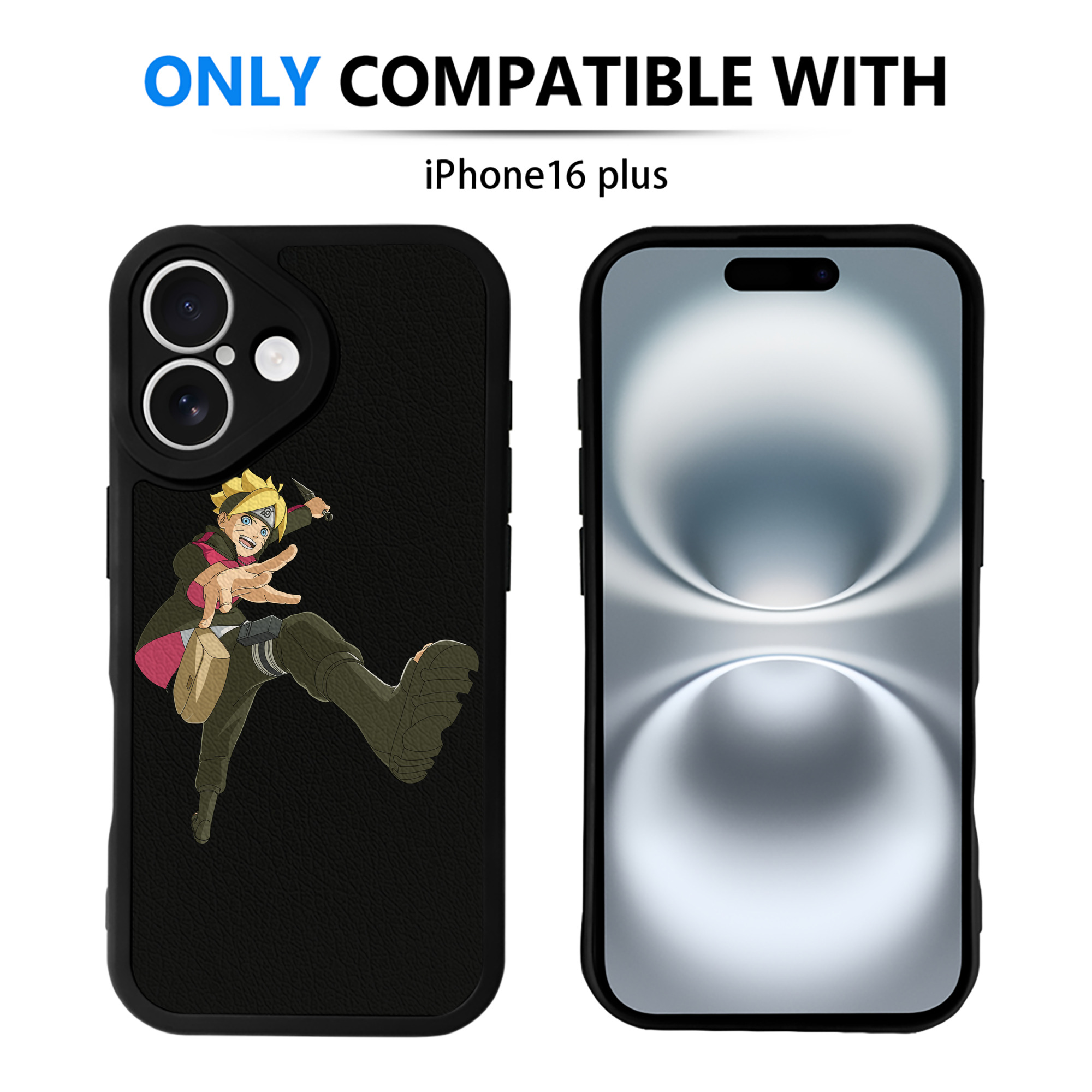 （画像用） NARUTO -ナルト- うずまき ボルト Uzumaki Boruto 【iPhone 16シリーズ対応】シリコンスマホケース（レザー調） 材質：シリコン